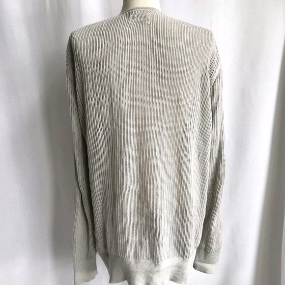 All Saints Mens Light gray Mesh Knit Zip Up Cardigan Sweater Size M - Picture 6 of 8